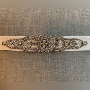 Martina Liana Wedding Dress Belt/ Sash with Pearl and Crystal Beaded Embroidery